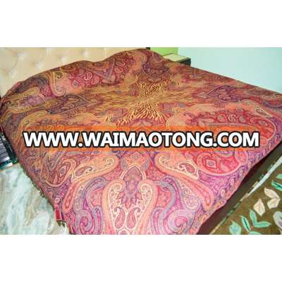 indian Wool Pashmina Jamavar bedspreads , bedcovers , bedsheets